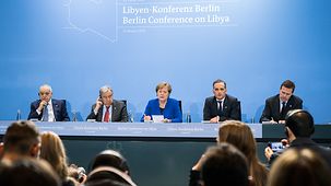 Bundeskanzlerin Angela Merkel auf der Abschluss-PK zur Libyen-Konferenz.