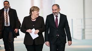 Chancellor Angela Merkel with Nikol Pashinyan, Armenia's Prime Minister