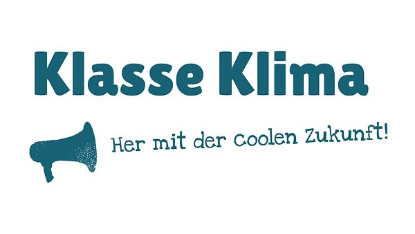Logo mit der Aufschrift Klasse Klima - Her mit der coolen Zukunft!
