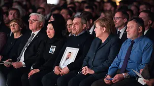 Chancellor Angela Merkel at the memorial service for the victims of the attacks in Hanau