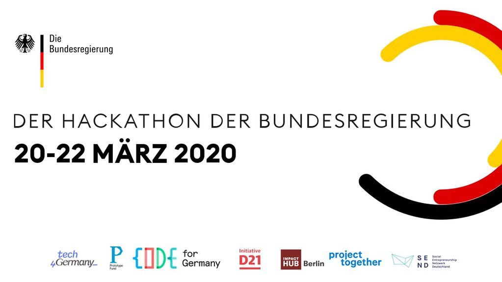Logo "Der Hackathon der Bundesregierung. 20. bis 22. März".