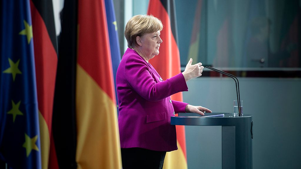 La chancelière fédérale Angela Merkel fait une déclaration