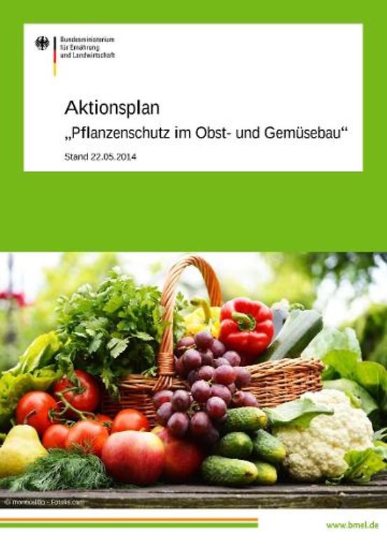 Titelbild der Publikation "Aktionsplan "Pflanzenschutz im Obst- und Gemüsebau""