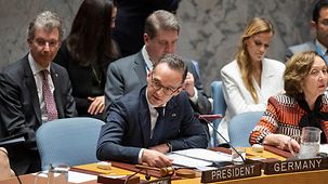 Bundesaußenminister Heiko Maas leitet eine Sitzung des UN-Sicherheitrats.