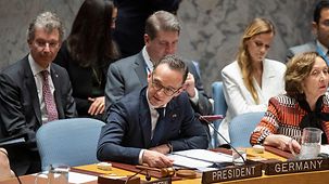 Federal Minister for Foreign Affairs Heiko Maas chairs a meeting of the UN Security Council.