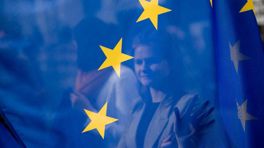 Sur la photo, le drapeau européen