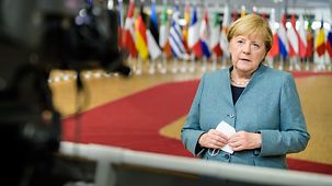 Chancellor Angela Merkel at a meeting of the European Council