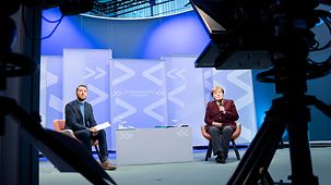 Chancellor Angela Merkel during the citizens' dialogue with individuals in need of care, family carers, and professional carers and nurses