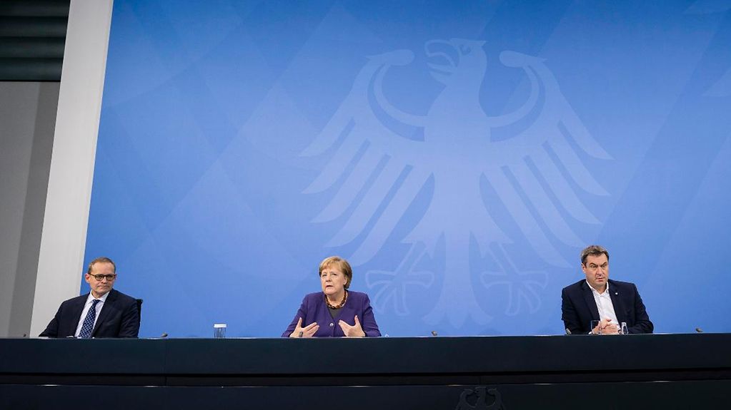 Bundeskanzlerin Merkel bei einer Pressekonferenz.