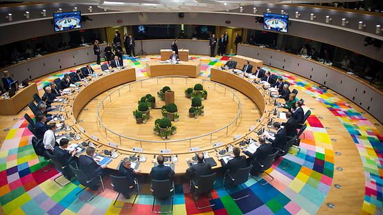 European Council meeting room in the Europa building in Brussels