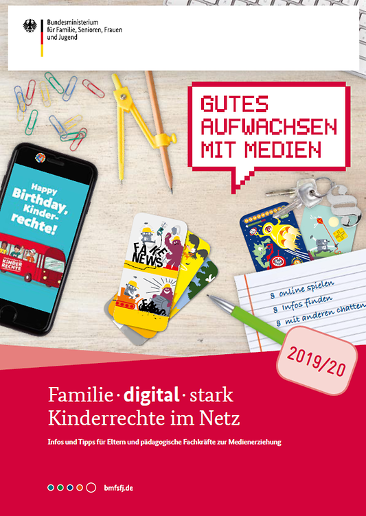 Titelbild der Publikation "Familie - digital - stark - Kinderrechte im Netz - Infos und Tipps für Eltern und pädagogische Fachkräfte zur Medienerziehung"