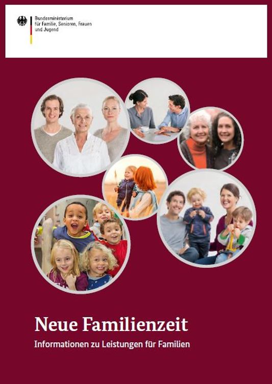 Titelbild der Publikation "Neue Familienzeit - Informationen zu Leistungen für Familien"