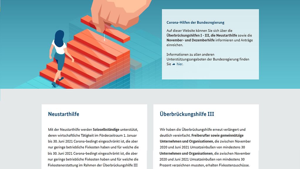 Screenshot der Homepage www.ueberbrueckungshilfe-unternehmen.de