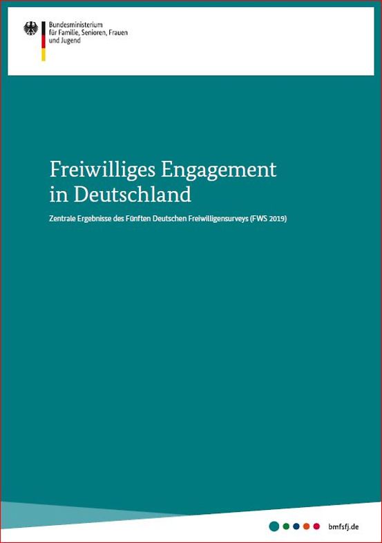 Titelbild der Publikation "Freiwilliges Engagement in Deutschland - Zentrale Ergebnisse des Fünften Deutschen Freiwilligensurveys (FWS 2019)"
