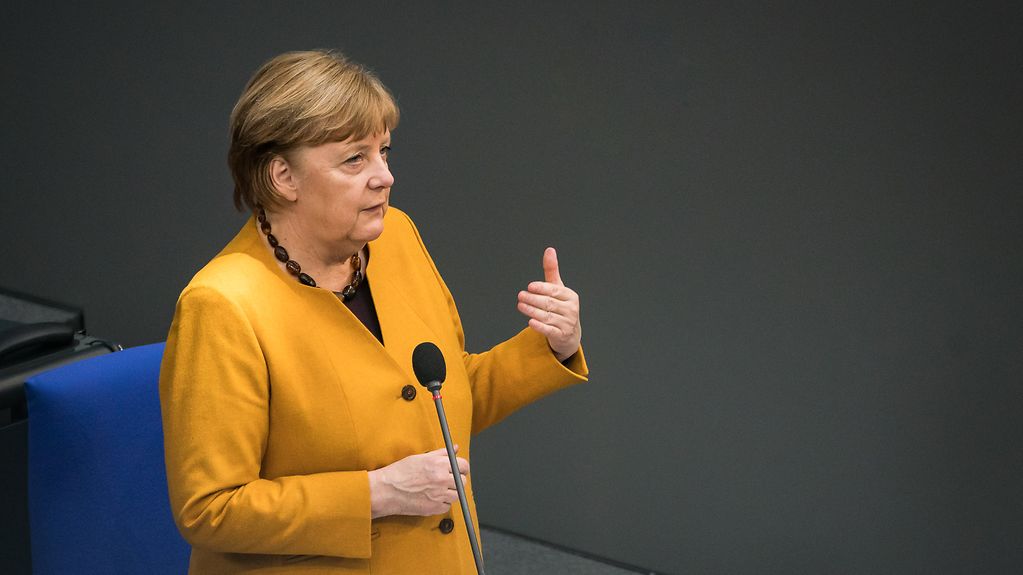Chancellor Angela Merkel in the German Bundestag