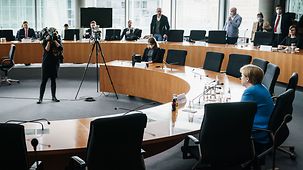 Chancellor Angela Merkel before the start of the "Wirecard" committee of inquiry