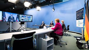 Chancellor Angela Merkel at the virtual Leaders Summit on Climate