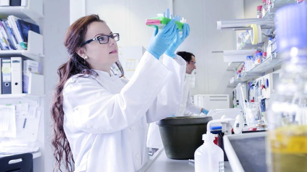 A young woman scientist in a laboratory