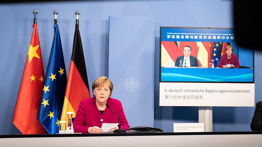 La chancelière fédérale Angela Merkel au début des consultations intergouvernementales germano-chinoises