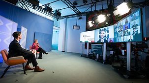 Chancellor Angela Merkel during the online citizens' dialogue "The Chancellor in Discussion"