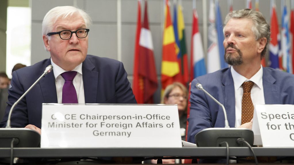 Bundesaußenminister Frank-Walter Steinmeier spricht zum Auftakt des deutschen OSZE-Vorsitzes, Wien, 14.01.2016.