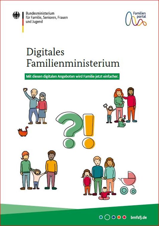 Titelbild der Publikation "Digitales Familienministerium - Handreichung für Beraterinnen und Berater in Familienberatungsstellen"