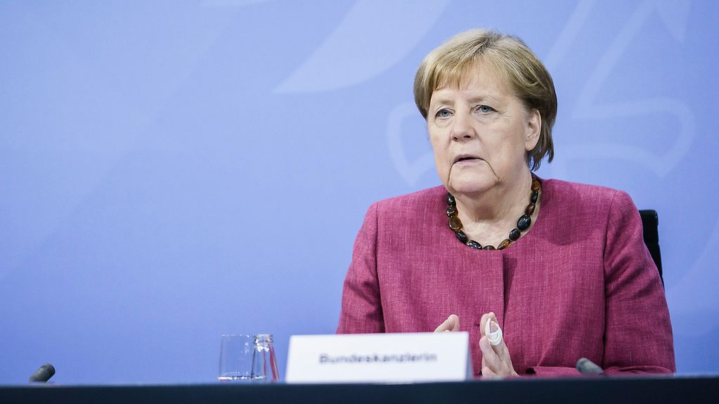 Chancellor Angela Merkel at a press conference