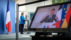 Bundeskanzlerin Angela Merkel bei der Pressekonferenz nach dem Deutsch-Französischen Ministerrat.