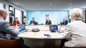 Bundeskanzlerin Angela Merkel bei dem G7-Gipfel in Cornwall.