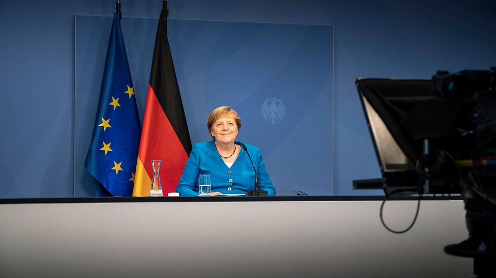 Die Bundeskanzlerin Angela Merkel spricht beim Deutschen Bauerntag 2021.