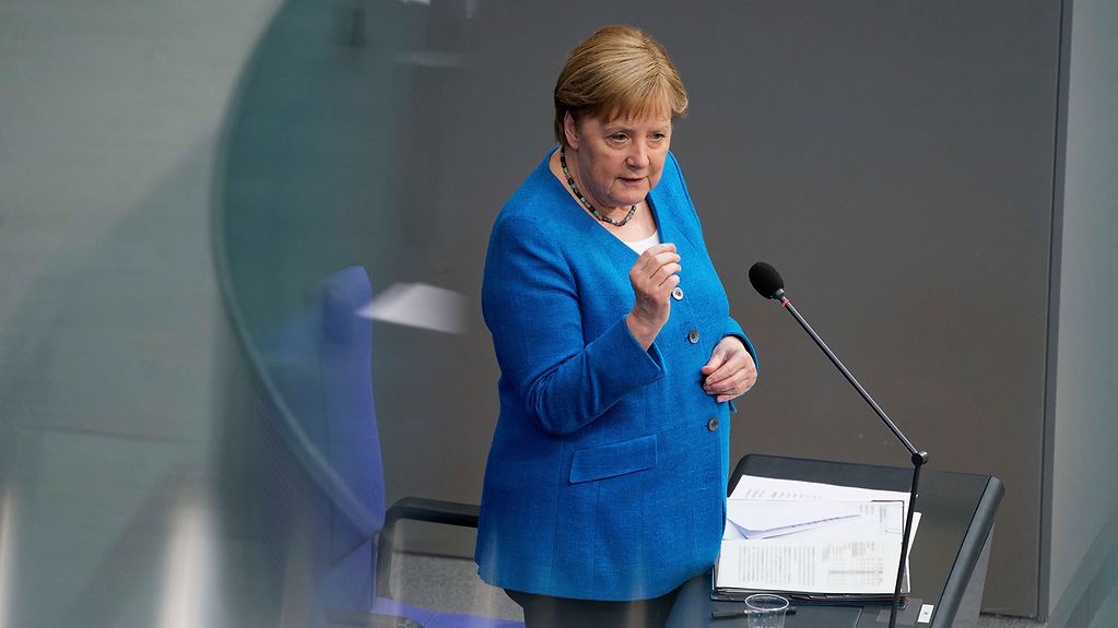 Federal Chancellor Angela Merkel speaks in the Bundestag