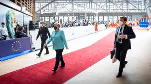 Bundeskanzlerin Angela Merkel bei der Ankunft zum EU-Rat.
