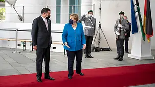 Federal Chancellor Angela Merkel in conversation with Libya’s interim Prime Minister Abdulhamid Dbeiba.
