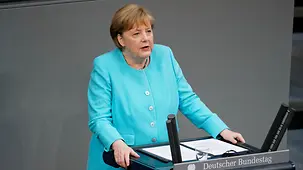 Federal Chancellor Angela Merkel speaks at the Bundestag.