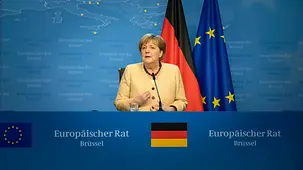 Federal Chancellor Angela Merkel on arrival at the EU Council meeting.