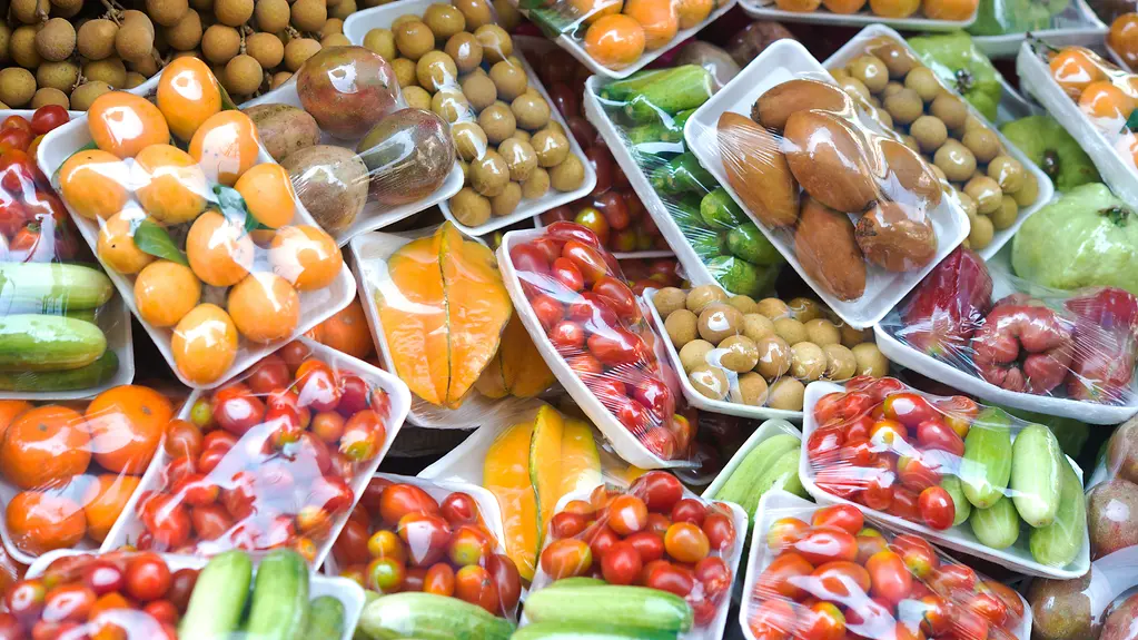 Eingeschweißtes Obst und Gemüse