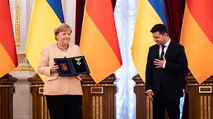 Federal Chancellor Angela Merkel and Volodymyr Zelensky, President of Ukraine.