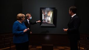 Bundeskanzlerin Angela Merkel bei der Eröffnung der Ausstellung "Johannes Vermeer - Vom Innehalten“. 