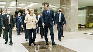 Bundeskanzlerin Angela Merkel mit Aleksandar Vucic, Serbiens Präsident.