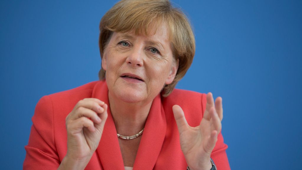 Bundeskanzlerin Angela Merkel bei der Sommerpressekonferenz am 31.08.2015