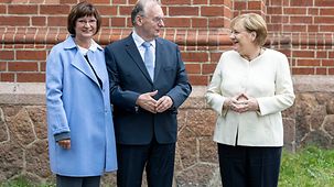 La chancelière fédérale Angela Merkel avec le président du Bundesrat, Reiner Haseloff