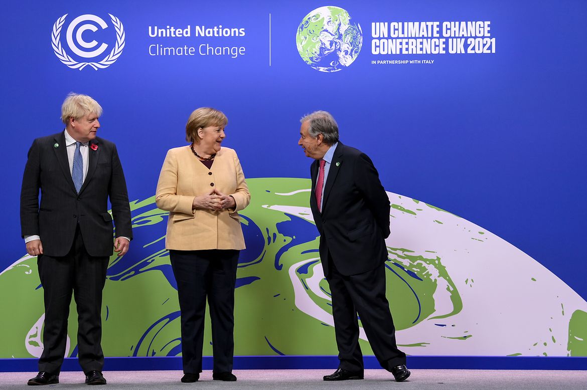 Bundeskanzlerin Angela Merkel bei der 26. UN-Klimakonferenz