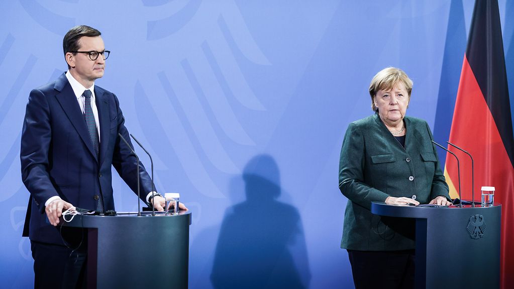 Bundeskanzlerin Merkel und der polnische Premier Morawiecki.