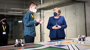 Federal Chancellor Angela Merkel during her visit to the TUMO learning centre in Berlin.