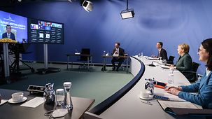 Federal Chancellor Merkel attends the virtual Asia-Europe meeting from the Federal Chancellery.