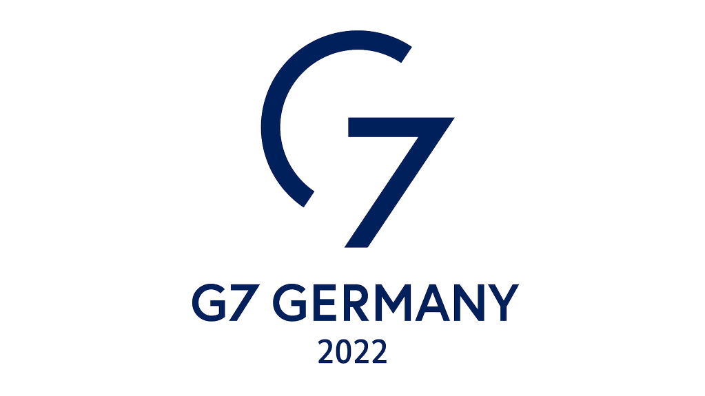 Deutsches G7-Logo in blau auf wei0ßem Hintergrund.