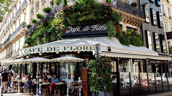 Café de Flore in Paris in summer