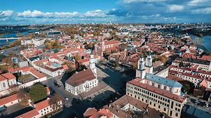 Blick von oben auf Kaunas.