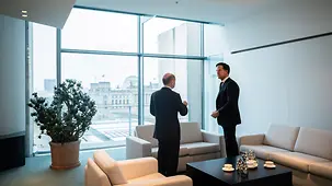 Bundeskanzler Olaf Scholz empfängt Mark Rutte, Ministerpräsident der Niederlande.