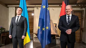 Bundeskanzler Scholz mit dem Präsidenten der Ukraine, Ukraine Wolodymyr Selensky
